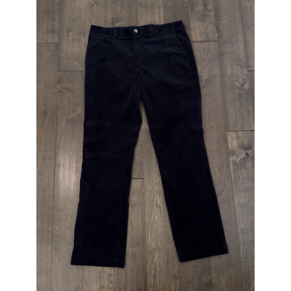 Vineyard Vines Mens Navy Blue Flat Front Corduroy Dress Pants Size 34X32 Stretch